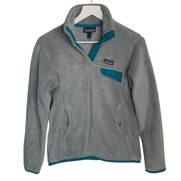 Patagonia Synchilla Snap Fleece Grey Teal Pullover W-137 Sz S - Picture 1 of 9